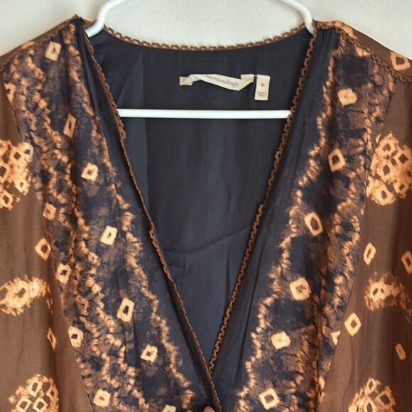 Soft Surroundings Radiant Splendor Topper Kimono Medium Black Brown Kimono Robe - Picture 3 of 8